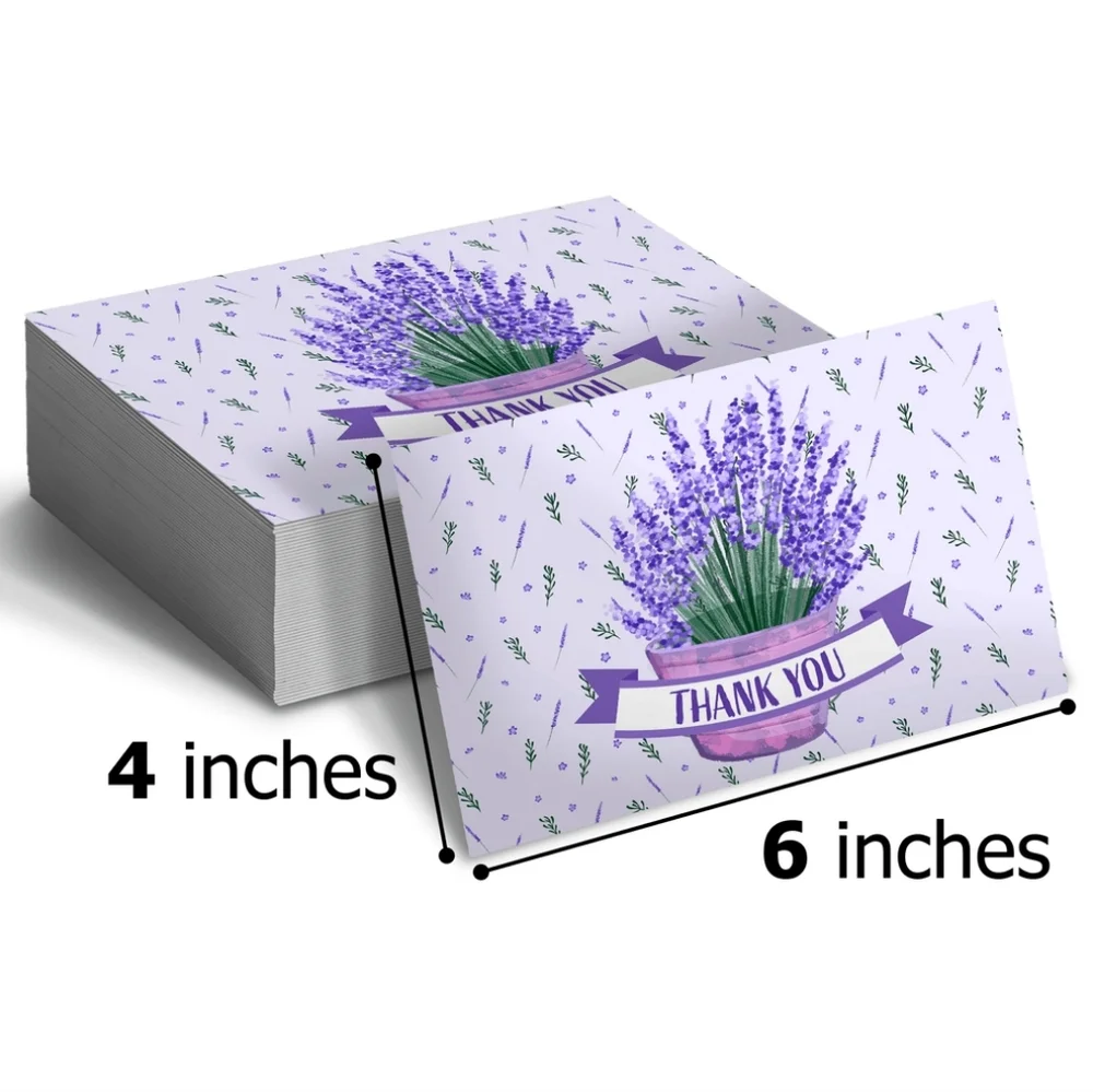 100 pc Lavander THEMED Thank you Cards & Stickers  BUNDLE